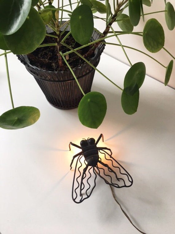 Vintage 1950 Lampe Veilleuse Insecte Métal Noir Insect Night Light