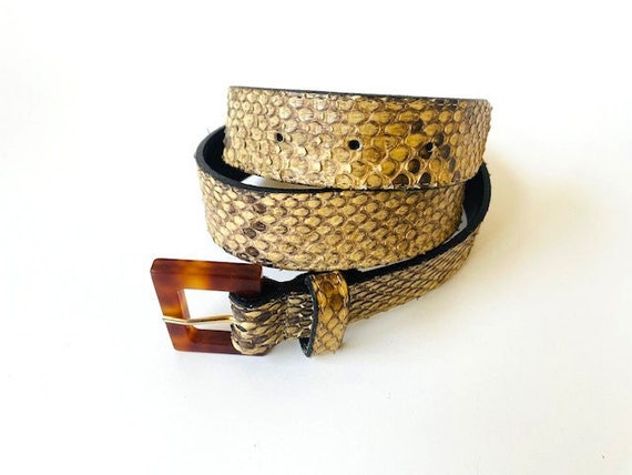 Vintage 1970/80 Snake Belt Lucite Buckle in Tortoiseshell  display picture 2