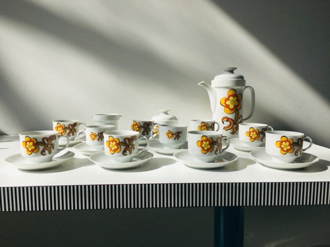 Service à thé / café vintage 19 pièces en porcelaine allemande - Made