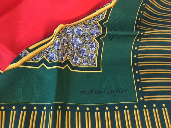 Must de Cartier Silk Scarf カルティエ VINTAGE Silk Must De Cartier Tiger Scarf - Etsy