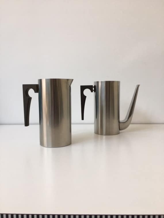 Arne Jacobsen Stelton Coffee Pot & Jug Cafetière et Pichet Acier Vintage 1960