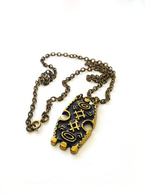Médaille Pendentif Style Ethnique Signée M. Buffet - Occasion Bon état