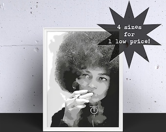 Angela Davis - Black Empowerment Digital Painting Wall Art Poster, INSTANT DOWNLOAD!