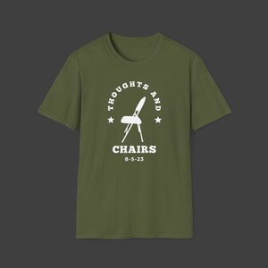 Unisex Folding Chair T-Shirt from Alabama Riverfront Boat Brawl, Thoughts and Chairs Military Green