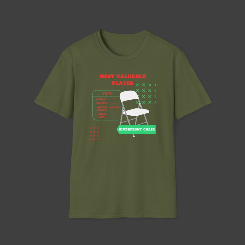 Unisex Black Unity Riverfront Folding Chair MVP T-Shirt w/ Stats Military Green
