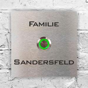 Doorbells - bell plate stainless steel - stainless steel doorbell with name - doorbell with engraving - with LED lighting - 100 x 100 mm square