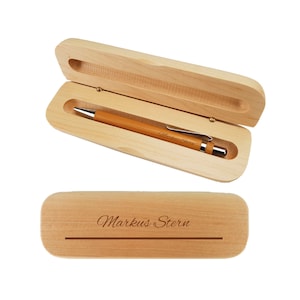 Houten balpen met gravure - gepersonaliseerd cadeau - schrijfset met gravure - balpen in houten kist gepersonaliseerd slim