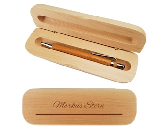 Holz-Kugelschreiber mit Gravur – Personalisiertes Geschenk - Schreibset mit Gravur - Kugelschreiber in Holzbox Personalisiert Smart