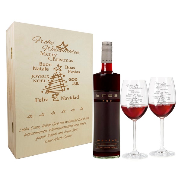 Weinglas – Geschenkset – Weinglas mit Gravur – Wein Geschenksets – Weihnachtsgeschenke – Geschenkideen Weihnachten – Rotwein – Weihnachten