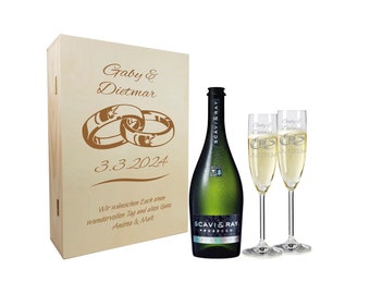 Wedding gift set - champagne glasses with engraving - champagne gift sets - wedding gifts - champagne - rings set of 3