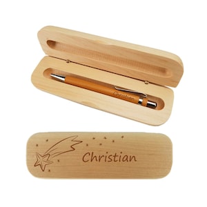 Holz-Kugelschreiber mit Gravur – Personalisiertes Geschenk - Schreibset mit Gravur - Kugelschreiber in Holzbox Personalisiert Schnuppe