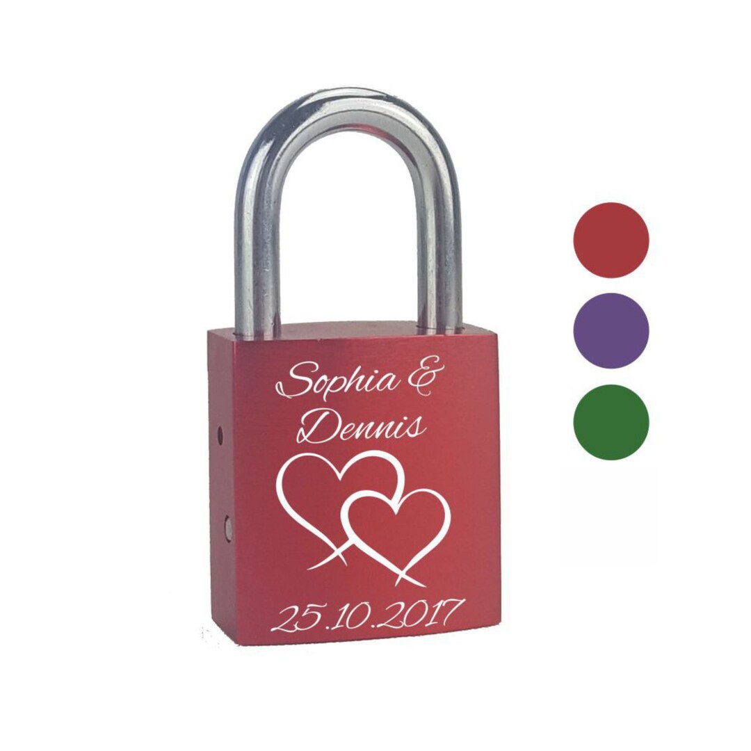 SCHLOSS MIT GRAVUR ZUR HOCHZEIT, GESCHENK VERLOBUNG, LIEBESSCHMUCK main image 1