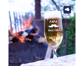 Leonardo beer glass with engraving as a birthday gift - gift idea for husband - gift for dad - Father's Day gift - dad my hero