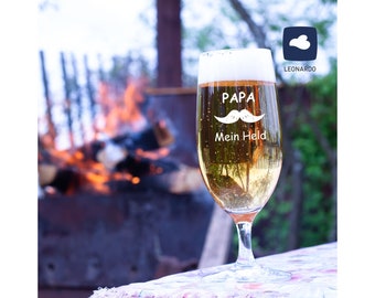Leonardo beer glass with engraving as a birthday gift – gift idea for men – gift for dad – Father&#39;s Day gift – Papa Mein Held
