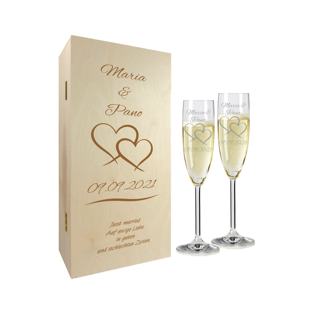 Champagne Glass Gift Set Champagne Glass With Engraving Etsy