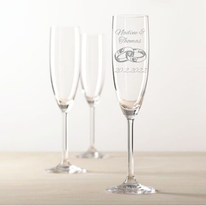 2 Leonardo champagne glasses with engraving as a wedding gift Personalized champagne glasses Gifts for couples Rings 2 image 5