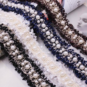 Manual nail bead pearl Trim,Crochet Lace with Trim , Jewelry Making for bridal dress,costumes design,for Dresses,Collar,Cuffs,Jacket DZ665