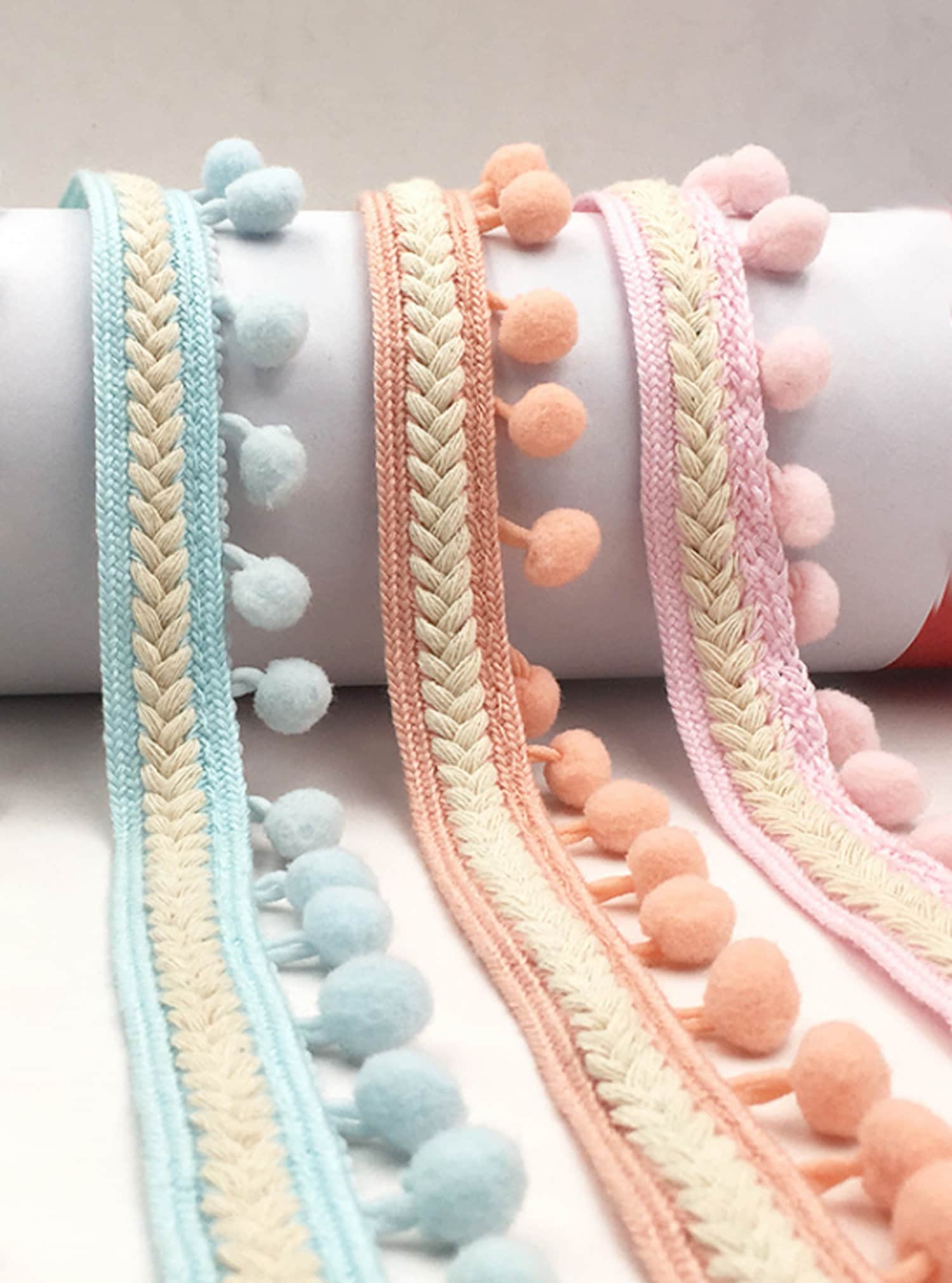 5 Yards  Pom Pom Trim，Fabric Sewing Accessories Pompom Trim Pom Pom Decoration Tassel Ball Fringe Ribbon   Ribbon Ball Fringe QB661