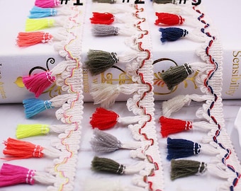 4 yards multicolor handgemaakte kwastjes trim, geweldig voor home decor & sieraden maken voor bruidsjurk, millinery, sjaal, kostuums ontwerp LS661