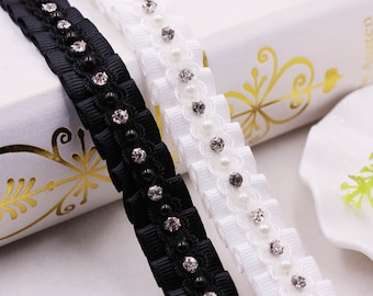 Rhinestone Pleated chiffon nail bead Trim，Great for Home Decor & Jewelry Making for bridal dress, millinery, Scarf , costumes design,DZ668