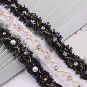 Manual Nail Bead Pearl Trim,Crochet Lace With Trim , Jewelry Making For Bridal Dress,Costumes Design,For Dresses,Collar,Cuffs,Jacket 230227