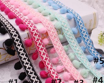 10 Yard Pom Pom Trim, Tela Coser Accesorios Pompom Trim Pom Pom Decoración Borla Bola Cinta Boho Cinta Flecos QB673