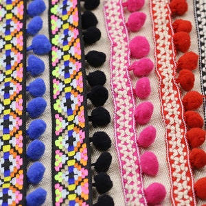 10 Yards  Pom Pom Trim，Fabric Sewing Accessories Pompom Trim Pom Pom Decoration Tassel Ball Fringe Ribbon  Boho Ribbon Ball Fringe QB675