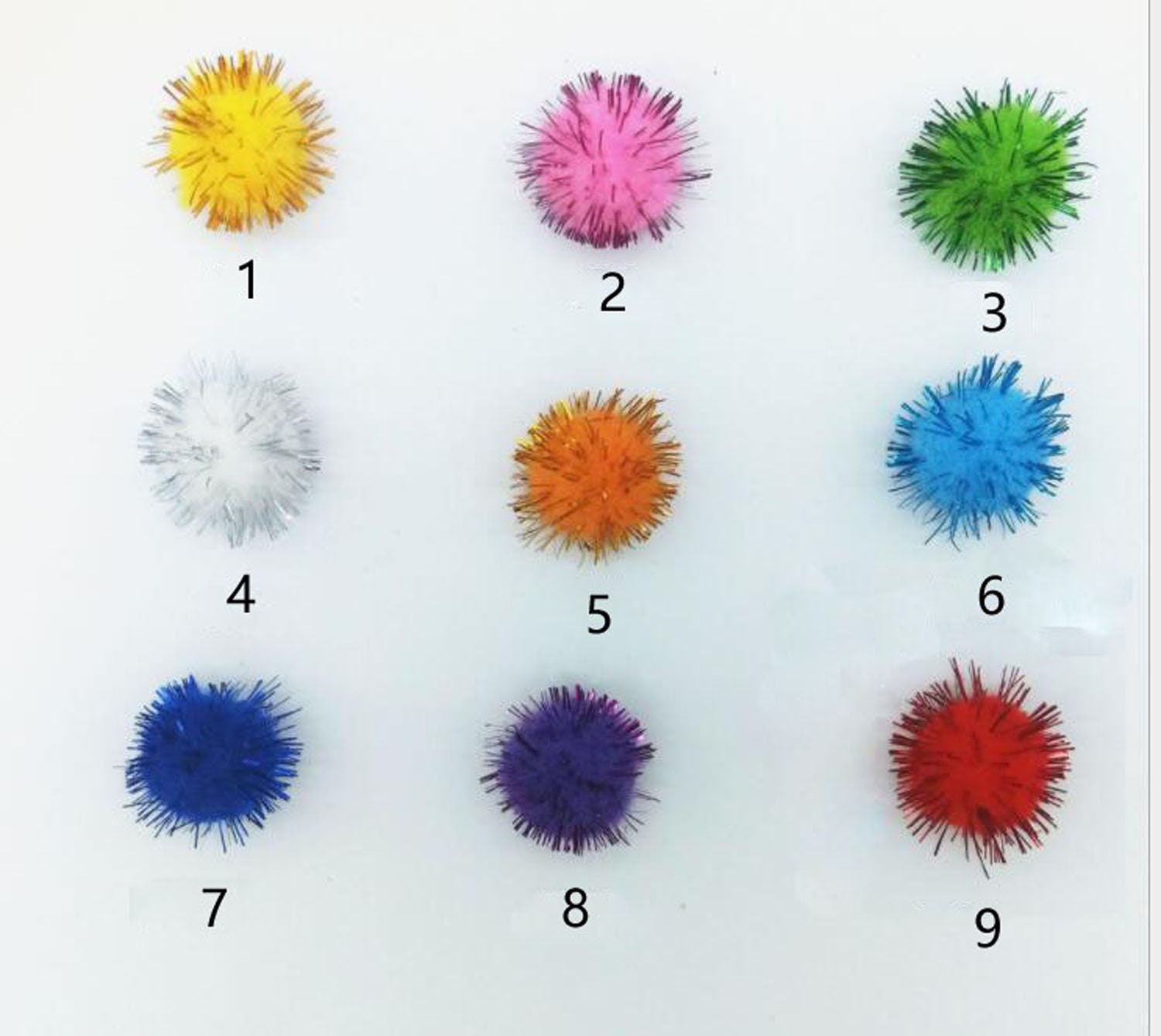 Christmas Pom-poms 1 Inch 20 Pieces Red White Glitter Tinsel Craft