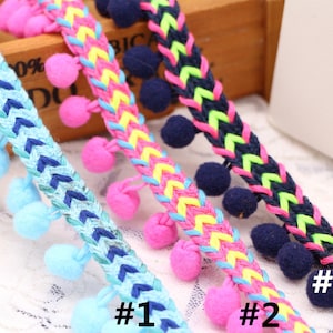 5Yards Circulation symbol Pom Pom Trim，Fabric Sewing Accessories Pompom Trim Pom Pom Decoration Tassel Ball Fringe Ribbon Ribbon Ball QB684