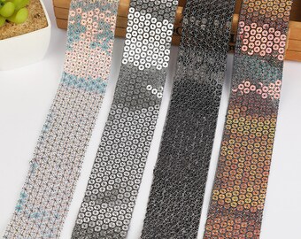 Borduurwerk trim Verschuivende kleuren Pailletten Trim Pailletten Materiaal Naaien Pailletten Stof Scrapbook Ambachten paillette Lint Trimmings LP679