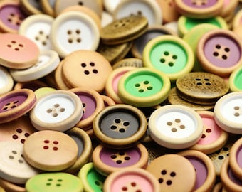 Botones de madera natural de 4 agujeros en varios tamaños, botones decorativos para cárdigans, camisas y otras prendas.