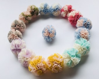20st Random gemengd gaas Pompom bal dubbele kleur Lace Pompons Bricolage bal voor handgemaakte Diy Hair Accessoires