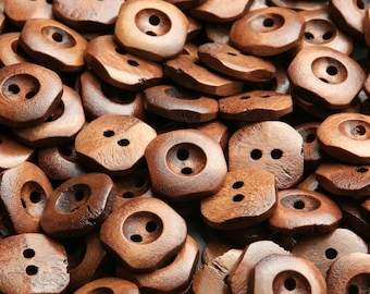 15MM 2-Hole Natural Wooden Buttons, Decorative Buttons for Cardigan Collar Cuff Garment Replacement