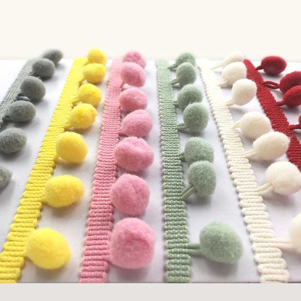 10 Meter 1 cm Pom Pom Borte,Stoff Nähen Accessoires Pompom Borte PomPom Dekoration Quaste Kugel Fransenband Material Handwerk Bekleidung QB688