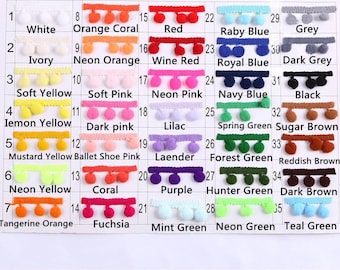 2 Yards 13 mm Pom Pom Trim，Fabric Sewing Accessories Pompom Trim PomPom Decoration Tassel Ball Fringe Ribbon  Material Craft Apparel