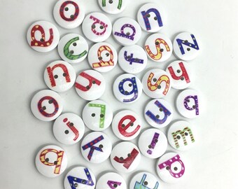 15MM, Alphabet Wooden Buttons,Knitting Buttons, Bag Making Buttons, Contains A Random Assortment Of Various Colors And Patterns