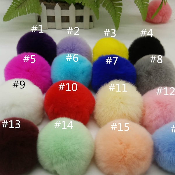 5pcs.8cm,Quality Genuine Rabbit fur Pom Pom, Large Fur Balls, Fur Ball, Rabbit Fur Pom Pom Wedding Accessories,Phone Tag/ Keychain Charm