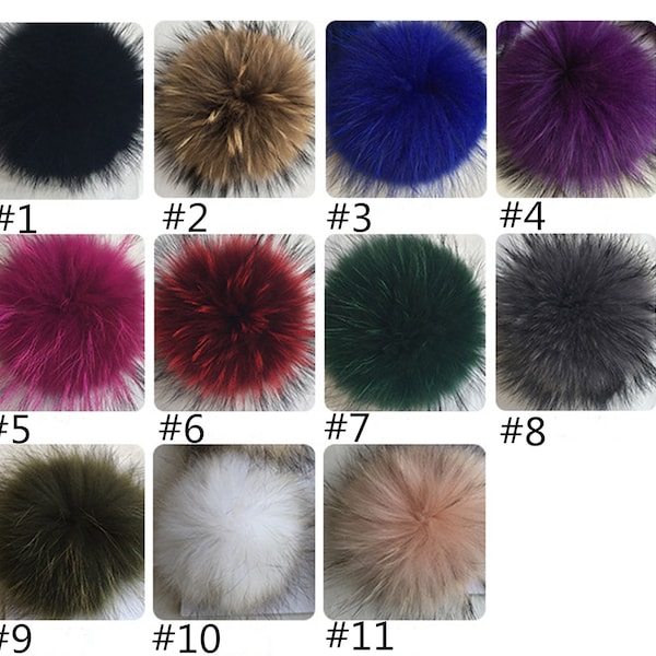 Real Raccoon Fur pom pom Genuine Large Raccoon Fur pom pom Hat fur ball Pom Gift Real Raccoon Fur Pom Knit Hat Pompoms Amovible