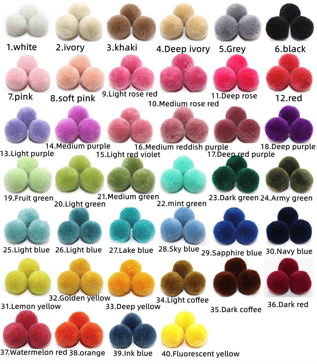 100% Cotton Yarn Pom Poms 1 Inch, Pompon Ball, Yarn Ball, Decoration Party,  Jewelry Making, Multi Color Pom Poms DY1 