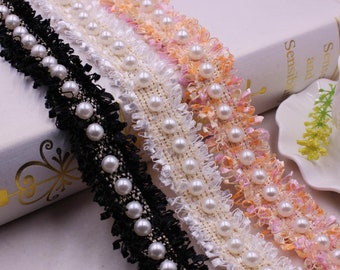 Manual nail bead Trim,Crochet Lace with Trim , Jewelry Making for bridal dress,  costumes design,for Dresses, Collar, Cuffs, Jacket,DZ664