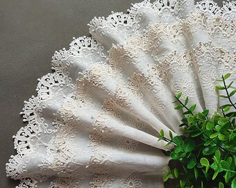 Encaje de algodón de 14,5 cm de ancho, estilo retro, ribete de encaje, suministros para manualidades, decoración para bodas y fiestas, accesorios para sombreros y sombreros (26909)
