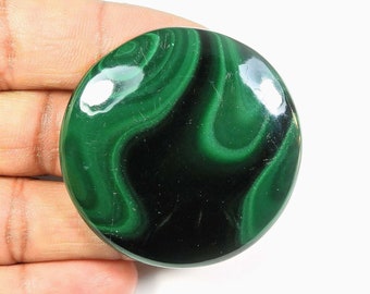 Round Shape Flat Back Malachite Gemstone For Jewelry Natural Malachite Gemstone Loose Cabochon Beautiful Malachite Stone 167Cts MI05-208