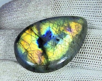 Top Quality Natural Blue Multy Falsh Labradorite loose cabochon gemstone Pear Labradorite Making for Jewellery  38 Cts. AB08-69
