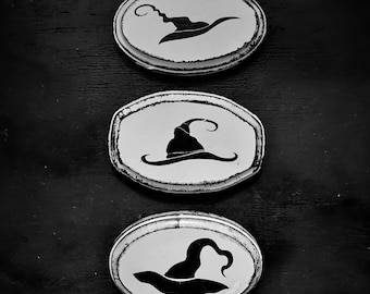 Set of 3 witch hat wall art, gothic home decor