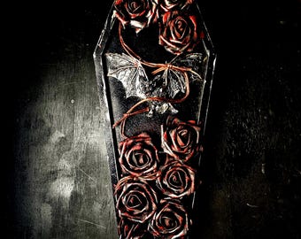 Vampire gothic wall decor,cottage goth coffin