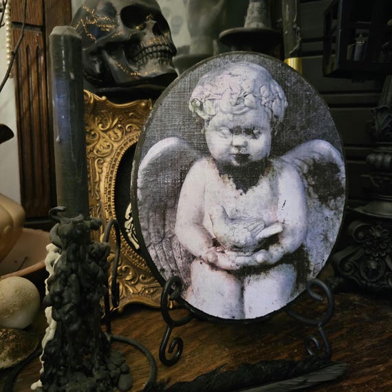 Cemetery plaque, gothic home decor, gothic wall decor, graveyard art, goth decor, Halloween