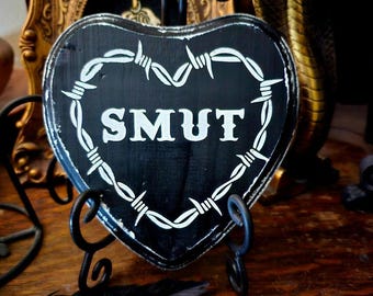 Smut, wood sign for bookshelf or wall