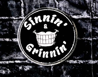 Sinnin' & Grinnin', gothic home decor, dark humor ,wall decor