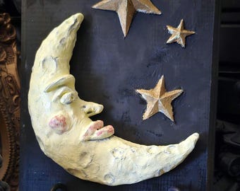 Moon and stars,whimsigoth decor