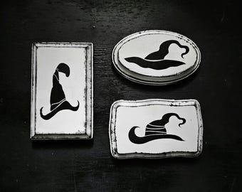 Set of 3 witch hat wall art, gothic home decor